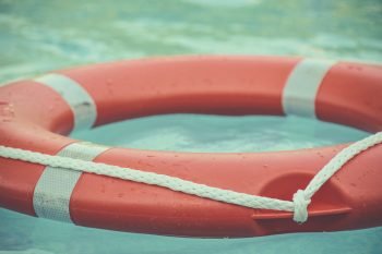 A life ring floating in water.